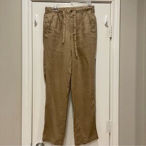 Tasso Elba Island Safari Tan 100% Linen Pants Women’s Small Drawstring Coastal